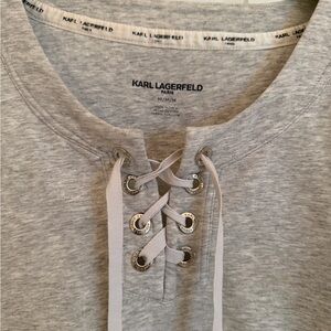 Karl Lagerfeld Heather Gray Signature Top